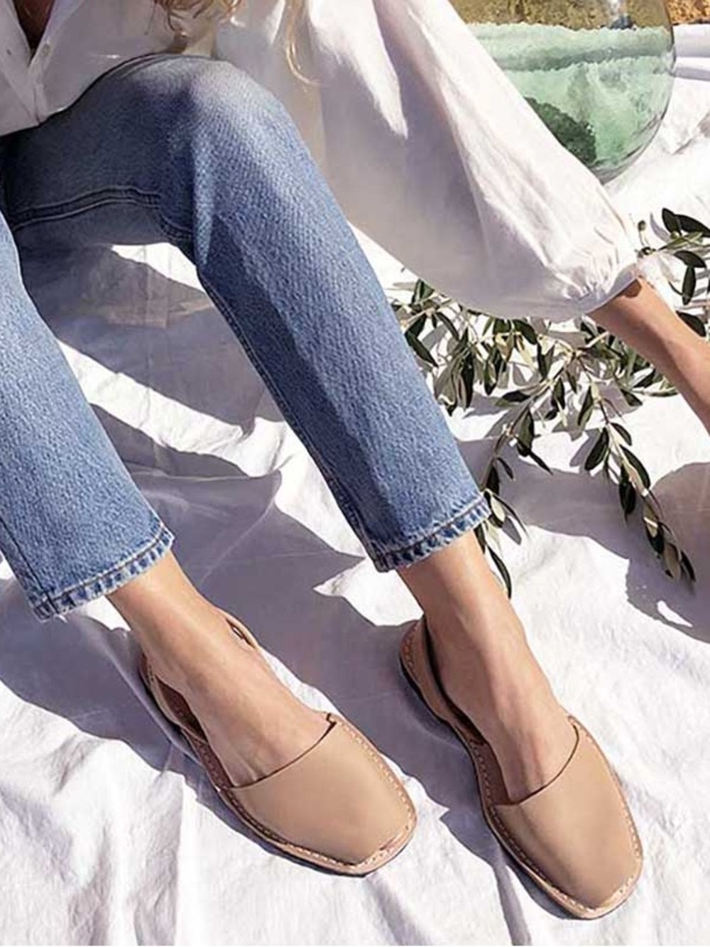 Pons Avarcas Sandals Neutral Beige Leather Slip-On Flats